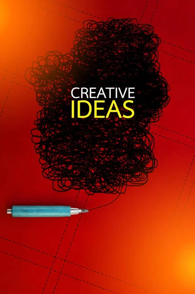 Creative Concept Pencil Doodle Red Background — ストック写真