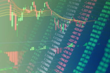 Finansal iş piyasası grafik grafiği mum çubuğu ekran monitörü
