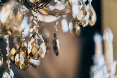 Bulanık bokeh ve kristal avize hafif ekipman filtre ton renk efektinin soyut görüntü arkaplanı