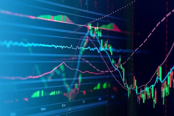 Pénzügyi Üzleti Tőzsdei Grafikon Chart Gyertya Stick Képernyő Monitor — Stock Fotó