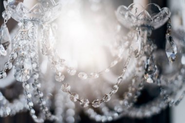 Bulanık bokeh ve kristal avize hafif ekipman filtre ton renk efektinin soyut görüntü arkaplanı