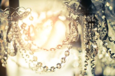 Bulanık bokeh ve kristal avize hafif ekipman filtre ton renk efektinin soyut görüntü arkaplanı