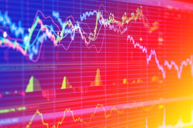 Finansal iş piyasası grafik grafiği mum çubuğu ekran monitörü