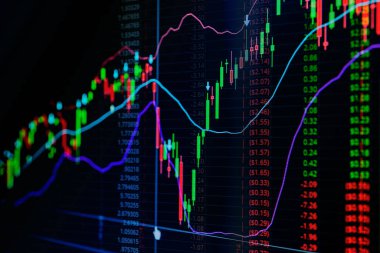 Finansal iş piyasası grafik grafiği mum çubuğu ekran monitörü