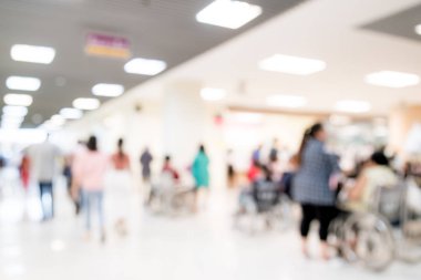 Bekleme alanındaki hastane kliniğinin soyut bulanık görüntü geçmişi
