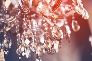 Bulanık bokeh ve kristal avize hafif ekipman filtre ton renk efektinin soyut görüntü arkaplanı