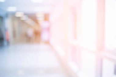Klinik hastane koridorunun bulanık görüntü arkaplanı