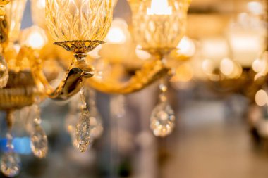 Bulanık bokeh ve kristal avize hafif ekipman filtre ton renk efektinin soyut görüntü arkaplanı