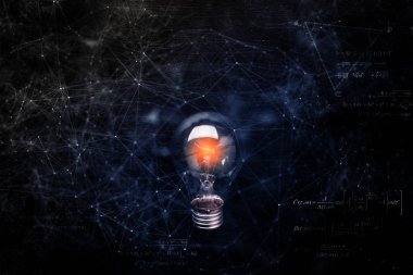 Eski siyah bağbozumu yaratıcılık fikirlerindeki ampul metinleri