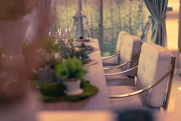 Meja Makan Dan Furnitur Set Konsep Latar Belakang Interior Rumah — Stok Foto