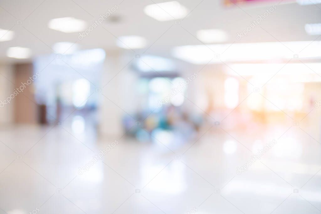 abstract blur image background of clinic hospital walkway corridor