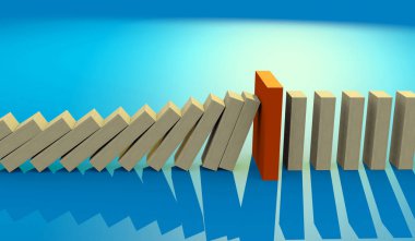 3D illüstrasyon iş sigortası fikirleri kavramı ahşap blok dizisi ve kırmızı dizi risk altına giren diğerlerini koruyor, yönetim fikirleri kavramı