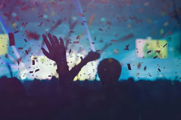 Menschen Feiern Party Leben Konzeptperformance Habd Zusammen Mit Aufgeregt Und — Stockfoto