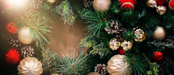 Topview Flatlay Natal Guirlanda Com Grinalda Decoração Natal Feliz Conceito — Fotografia de Stock