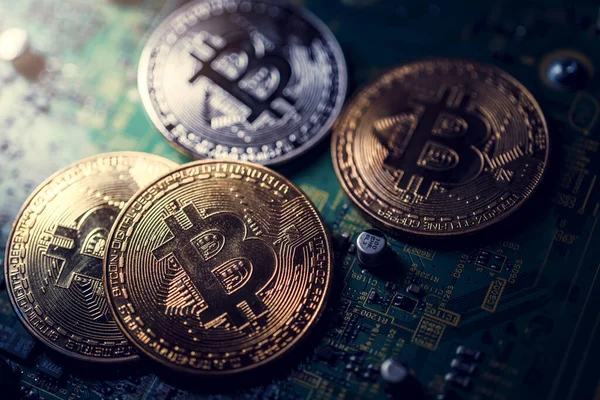 Symbool Van Crypto Munt Munt Virtueel Geld Technologie Blok Keten — Stockfoto
