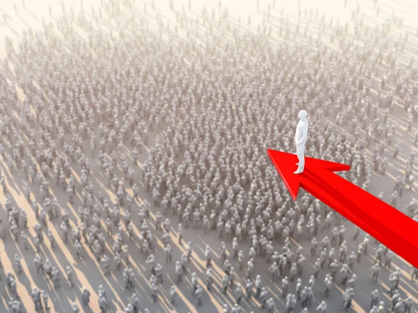 Illustration Erfolgreiche Führung Geschäftsmann Stehen Auf Roten Pfeil Oben Auf — Stockfoto