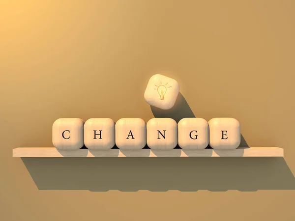 Illustration Personal Development Life Change Self Powerful Concept Cube Wooden — Stock Photo, Image