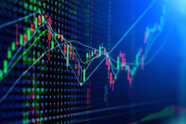 Financiële Voorraad Grafiek Markt Display Trading Board Scherm Business Concept — Stockfoto