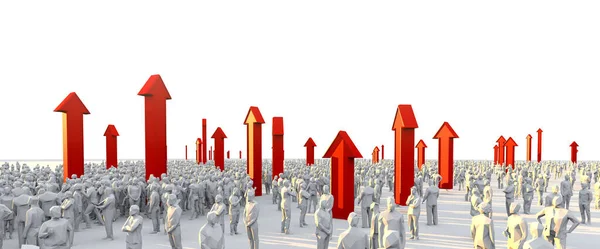 Erfolg Ziel Leistung Geschäftsideen Konzept Rendering Crowd Low Polygon Menschen — Stockfoto