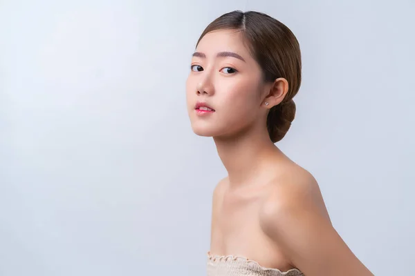 Péče Pleť Make Koncept Krásná Asijská Žena Zdravou Pletí Obličeje — Stock fotografie