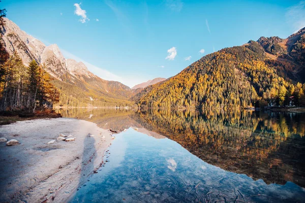 Antholzer Ver Lago Dolomites Alps Norte Itália — Fotografia de Stock