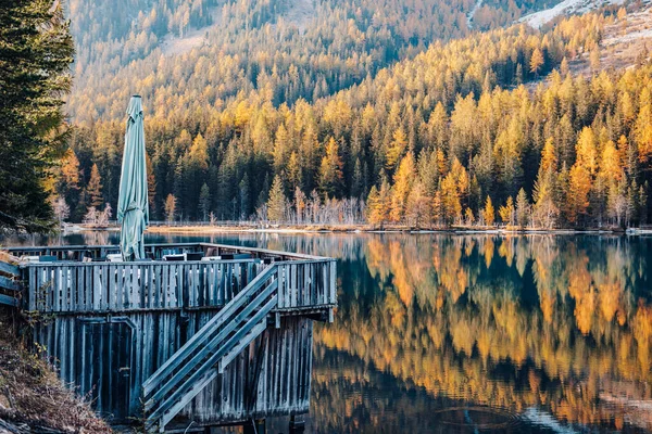 Antholzer Ver Lago Dolomites Alps Norte Itália — Fotografia de Stock