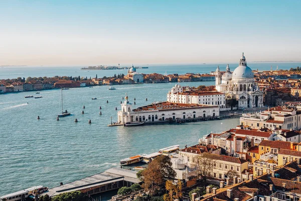 Panoramisch Uitzicht Vanuit San Marco Campanile Venetië Grand Canal Basiliek — Stockfoto