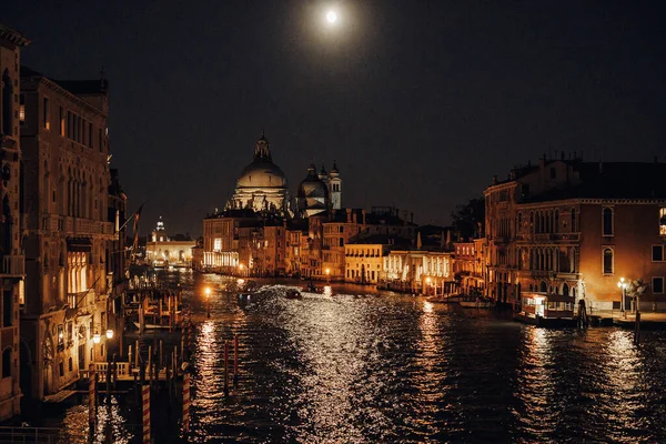 Canal Grande Venedig Mit Basilika Santa Maria Della Salute Abend — Stockfoto
