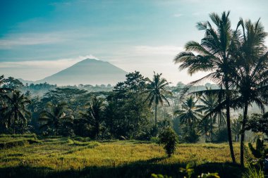 Endonezya, Bali 'deki Agung volkanı manzarası