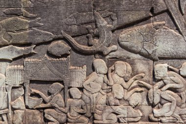 Siem Reap, Kamboçya - 3 Şubat 2015: Angkor Thom. bir ünlü Ören (Unesco Dünya Mirası) Angkor, Siem Reap, Kamboçya.