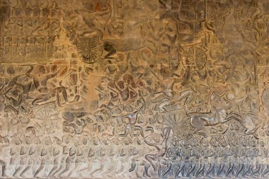 Siem Reap, Kamboçya - 5 Şubat 2015: Angkor Wat yardım. bir ünlü Ören (Unesco Dünya Mirası) Angkor, Siem Reap, Kamboçya.