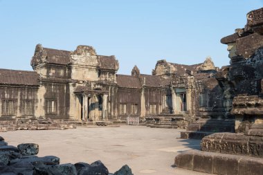 Siem Reap, Kamboçya - 5 Şubat 2015: Angkor Wat. bir ünlü Ören (Unesco Dünya Mirası) Angkor, Siem Reap, Kamboçya.