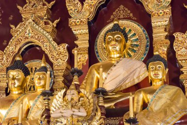 Chiang Mai, Tayland. -Şubat 24 2015: Budda heykeller, Wat Chang Taem. ünlü tapınağı Chiang Mai, Tayland.