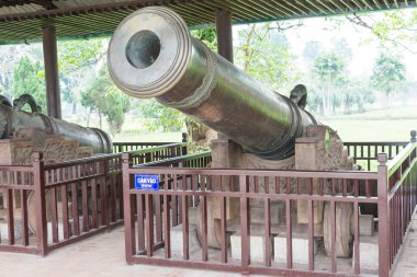 Hue, Vietnam - Jan 22 2015: Imperial City (Unesco Dünya Mirası) toplar. Hue, Vietnam için ünlü bir ören.