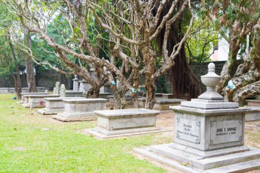Macau - 13 Aralık 2015: Protestan Cemetery(World Heritage site). ünlü bir tarihi mekanlara Macau.
