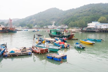 Hong Kong - 10 Aralık 2015: Tai O balıkçı köyü. ünlü tarihi bir site Lantau Island, Hong Kong.