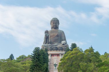 Hong Kong - 11 Aralık 2015: Tian Tan Buda. ünlü turistik Ngong Ping, Hong Kong spot.