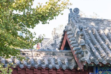 Henan, Çin - 27 Ekim 2015: Xuchang Guandi Bridge doğal Spot balyalama, tapınak. ünlü tarihi bir site Xuchang, Henan, Çin.