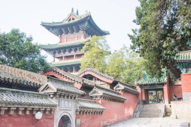 Henan, Çin - 09 Kasım 2015: Shaolin Temple(World Heritage site). ünlü tarihi bir site Dengfeng, Henan, Çin.