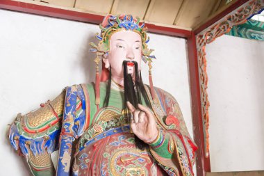 Henan, Çin - 30 Ekim 2015: Nanyang Memorial Wuhou (Nanyang Wuhouci) Tapınağı, Zhuge Zhan heykeli. ünlü tarihi bir site Nanyang, Henan, Çin.