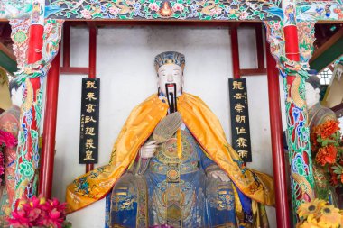 Henan, Çin - 30 Ekim 2015: Nanyang Memorial Wuhou (Nanyang Wuhouci) Tapınağı, Zhuge Liang heykeli. ünlü tarihi bir site Nanyang, Henan, Çin.
