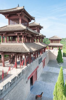Henan, Çin - 20 Ağustos 2015: Hangu Pass doğal alan. ünlü tarihi bir site Lingbao, Henan, Çin.