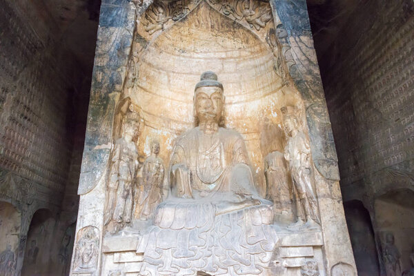 HENAN, CHINA - Oct 03 2015: Budda Statues at Gongxian Grottoes. a famous historic site in Gongyi, Henan, China.