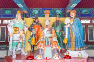 Hebei, Çin - 23 Ekim 2015: Kral ve Zhaoyun Tapınağı'nda memur Hall. Taiyuan, Hebei, Çin ünlü tarihi bir site.