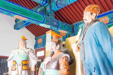 Hebei, Çin - 23 Ekim 2015: Kral ve Zhaoyun Tapınağı'nda memur Hall. Taiyuan, Hebei, Çin ünlü tarihi bir site.