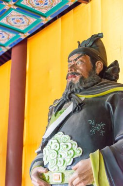 Hebei, Çin - 23 Ekim 2015: Zhang fei heykel Zhaoyun Tapınağı'nda. Taiyuan, Hebei, Çin ünlü tarihi bir site.