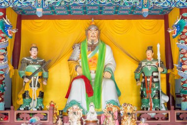 Hebei, Çin - 23 Ekim 2015: Zhao yun heykel Zhaoyun Tapınağı'nda. Taiyuan, Hebei, Çin ünlü tarihi bir site.