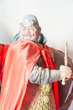 Hebei, Çin - 13 Ekim 2015: Zhangfei heykel Sanyi Tapınağı'nda. ünlü tarihi bir site Zhuozhou, Hebei, Çin.