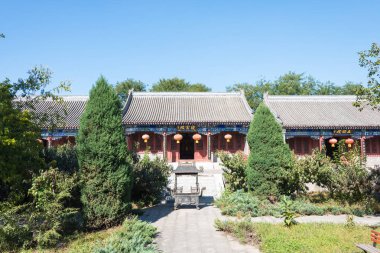 Hebei, Çin - 13 Ekim 2015: Sanyi Tapınağı. ünlü tarihi bir site Zhuozhou, Hebei, Çin.