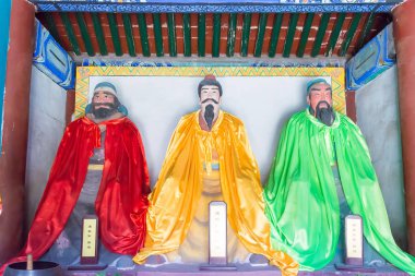 Hebei, Çin - 13 Ekim 2015: Liubei heykel Sanyi Tapınağı'nda. ünlü tarihi bir site Zhuozhou, Hebei, Çin.